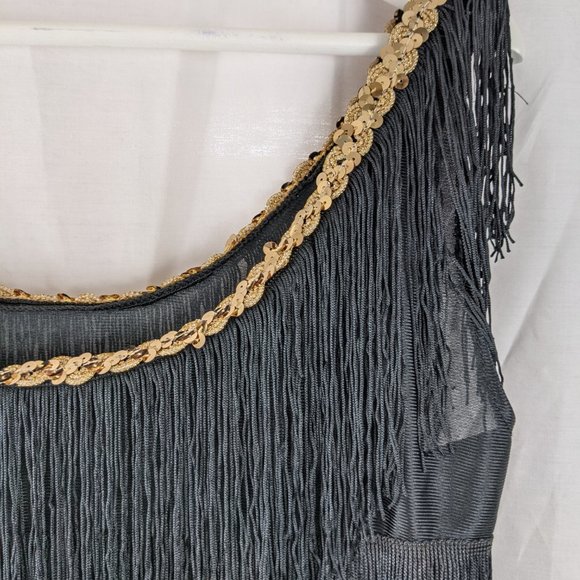 3 for $20 Black and Gold Sequin Fringe Flapper Dress/Costume SZ S/M - Picture 3 of 5